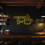 neon sign coffee bar text with cup icon for cafe decor 1