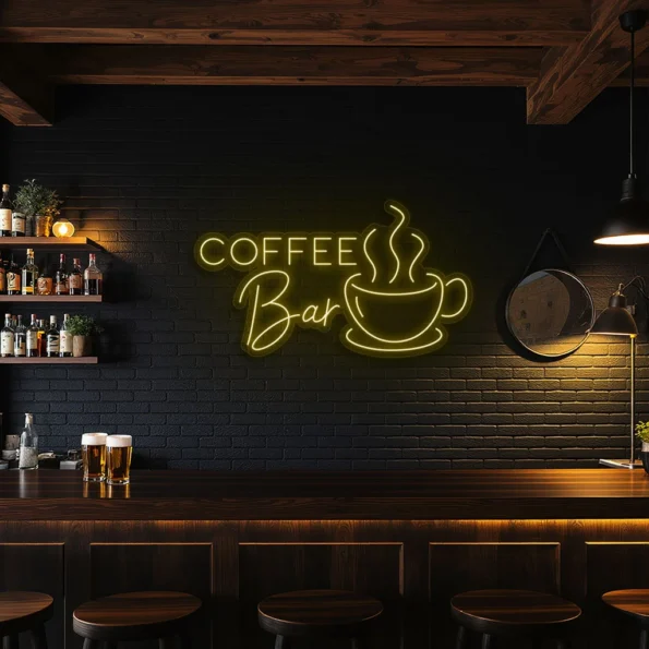 neon sign coffee bar text with cup icon for cafe decor 4