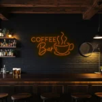neon sign coffee bar text with cup icon for cafe decor 1