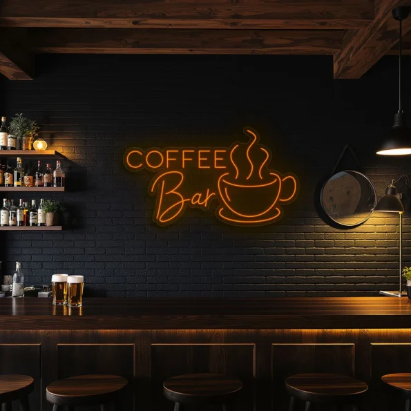 neon sign coffee bar text with cup icon for cafe decor 6