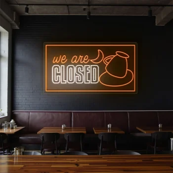 neon sign coffee closed text with cup icon cafe decor 1