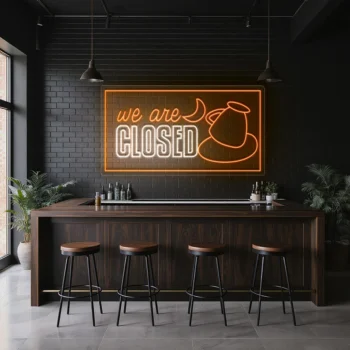 neon sign coffee closed text with cup icon cafe decor 2