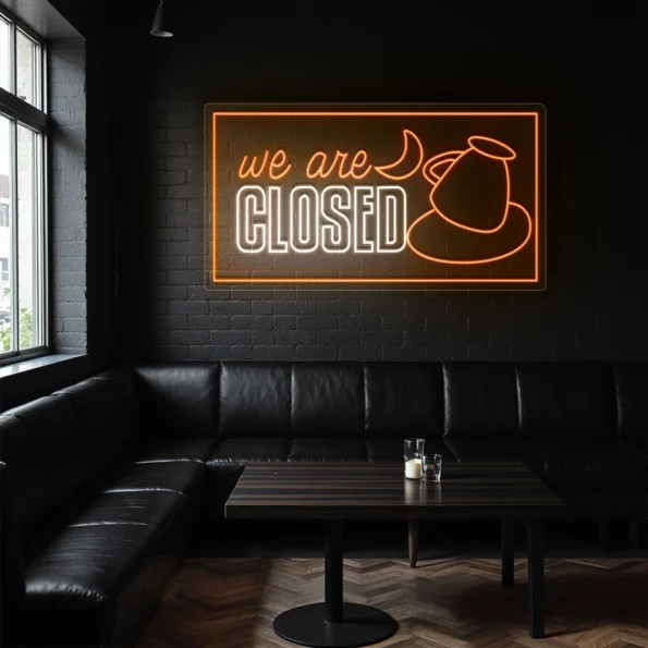 neon sign coffee closed text with cup icon cafe decor 3