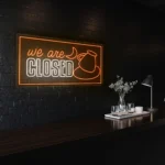 neon sign coffee closed text with cup icon cafe decor 1