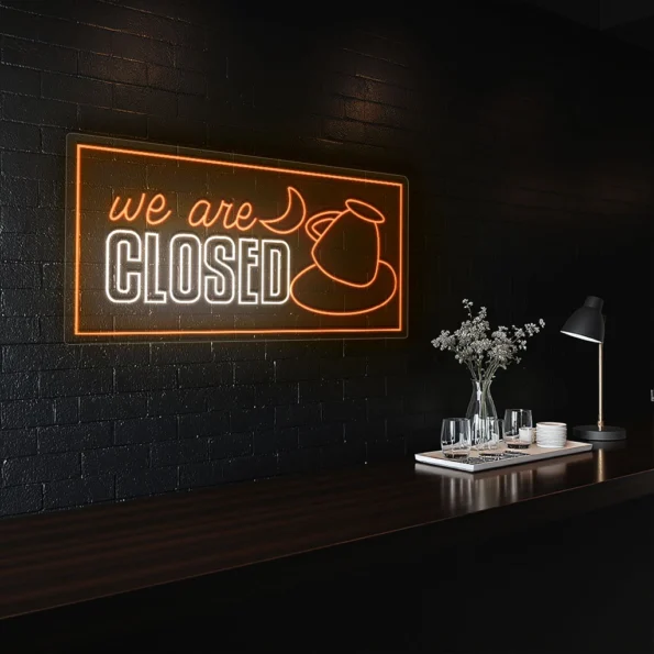 neon sign coffee closed text with cup icon cafe decor 5