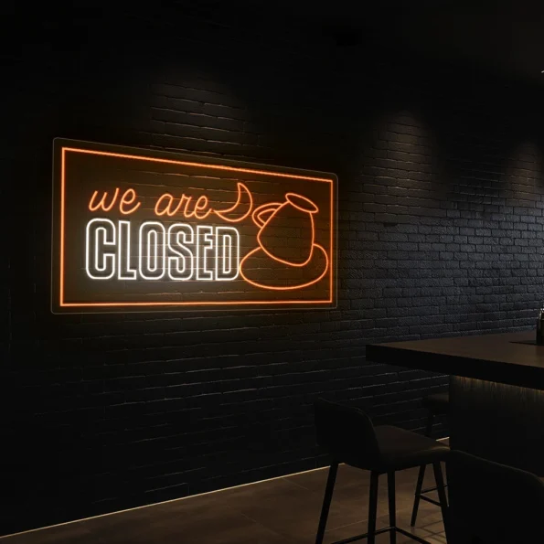 neon sign coffee closed text with cup icon cafe decor 6