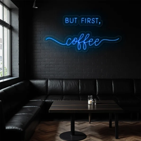 neon sign coffee text but first coffee wall decor 4