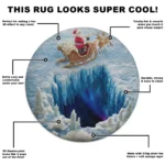 Blue Beige 3d Illusion Christmas Rug With Santa And Reindeer 1