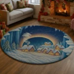 Blue Beige 3d Illusion Rug Captivating Winter Wonderland Design 1