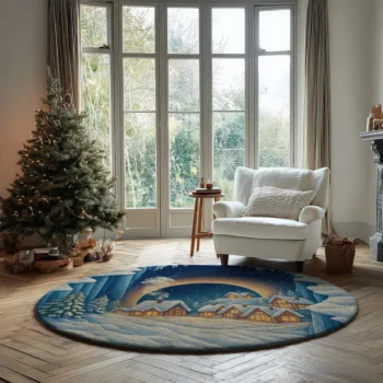 Blue Beige 3d Illusion Rug Captivating Winter Wonderland Design 2