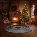 Blue Beige 3d Illusion Rug Captivating Winter Wonderland Design 1
