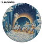 Blue Beige 3d Illusion Rug Captivating Winter Wonderland Design 1