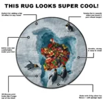 Blue Gray 3d Penguin Illusion Rug With Gift Motif Unique Decor 1