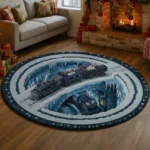 Blue Gray 3d Train Rug Illusionary Art For Your Living Space 1