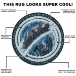 Blue Gray 3d Train Rug Illusionary Art For Your Living Space 1