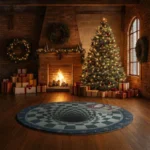 Blue Green 3d Illusion Rug With Santa Sleigh Design Unique Decor 1