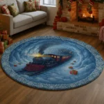 Blue Red 3d Illusion Rug With Train Design Unique Home Decor 1