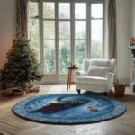 Blue Red 3d Illusion Rug With Train Design Unique Home Decor 1