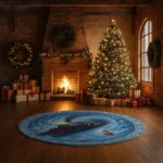 Blue Red 3d Illusion Rug With Train Design Unique Home Decor 1