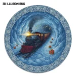 Blue Red 3d Illusion Rug With Train Design Unique Home Decor 1