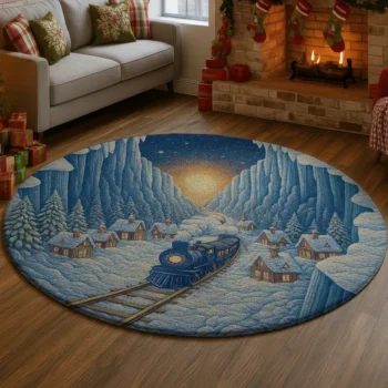 Blue White 3d Illusion Train Rug For Unique Home Decor 1