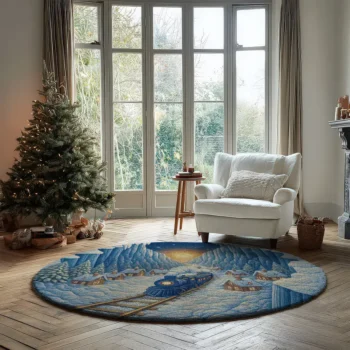 Blue White 3d Illusion Train Rug For Unique Home Decor 2