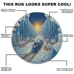 Blue White 3d Illusion Train Rug For Unique Home Decor 1