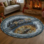 Blue White 3d Train Illusion Rug Perfect For Holiday Decor 1