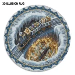 Blue White 3d Train Illusion Rug Perfect For Holiday Decor 1