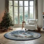 Blue White Enchanting Winter Scene 3d Illusion Rug For Home Decor 1