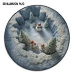 Blue White Enchanting Winter Scene 3d Illusion Rug For Home Decor 1