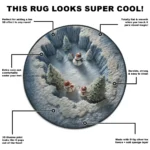 Blue White Enchanting Winter Scene 3d Illusion Rug For Home Decor 1