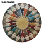 Brown Beige Stunning 3d Illusion Rug For Unique Home Decor 1