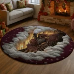 Brown Burgundy 3d Train Illusion Rug Stunning Home Decor Piece 1