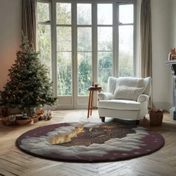 Brown Burgundy 3d Train Illusion Rug Stunning Home Decor Piece 2