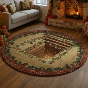 Brown Green 3d Illusion Rug Festive Holiday Decor For Your Home 1
