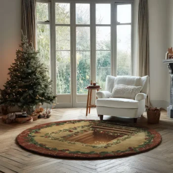 Brown Green 3d Illusion Rug Festive Holiday Decor For Your Home 2