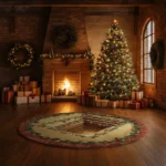 Brown Green 3d Illusion Rug Festive Holiday Decor For Your Home 1