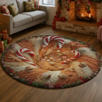 Brown Red 3d Candy Swirl Illusion Rug For Festive Decor 1