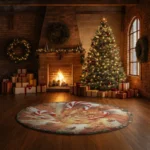 Brown Red 3d Candy Swirl Illusion Rug For Festive Decor 1