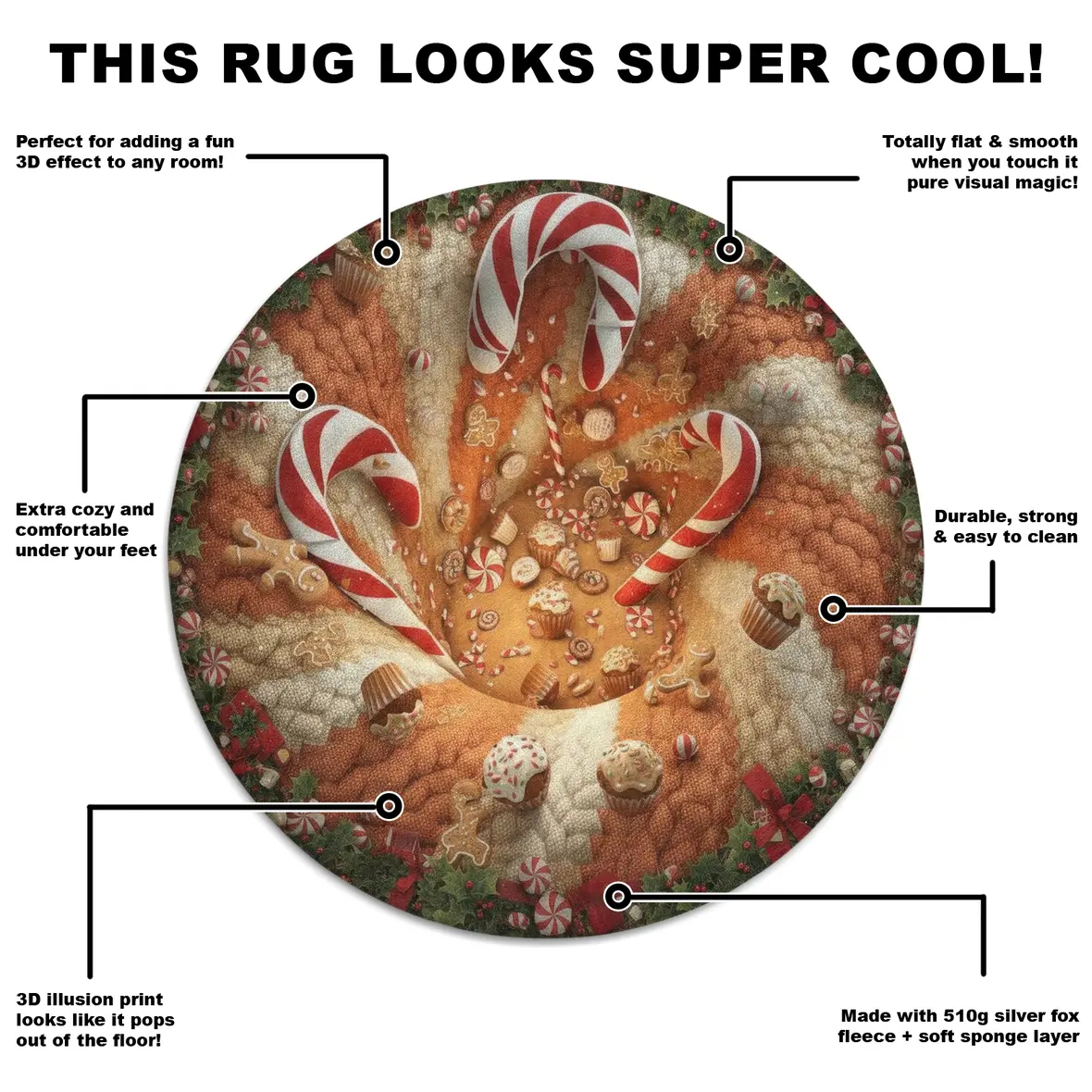 Brown Red 3d Candy Swirl Illusion Rug For Festive Decor 5 Brown Red 3d Candy Swirl Illusion Rug For Festive Decor 5