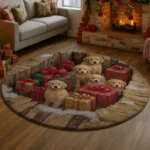 Brown Red 3d Illusion Rug Cozy Pups And Gifts Design 1