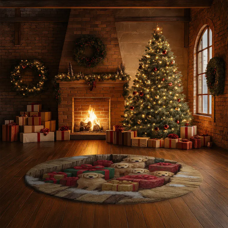 Brown Red 3d Illusion Rug Cozy Pups And Gifts Design 3 Brown Red 3d Illusion Rug Cozy Pups And Gifts Design 3