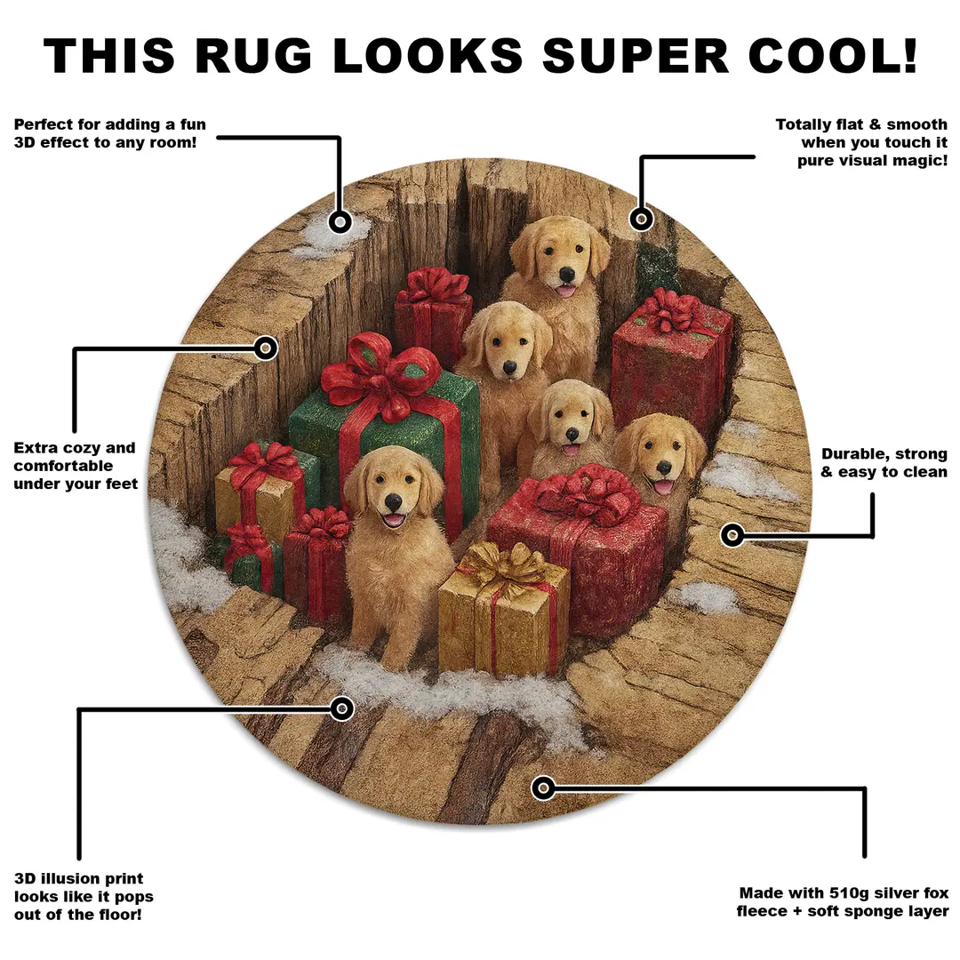 Brown Red 3d Illusion Rug Cozy Pups And Gifts Design 5 Brown Red 3d Illusion Rug Cozy Pups And Gifts Design 5