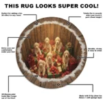 Brown Red 3d Illusion Rug With Puppies And Gifts Design 1