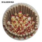 Brown Red 3d Teddy Bear Illusion Rug For Kids Rooms 1