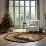 Brown Red 3d Train Illusion Rug Perfect For Christmas Decor 1