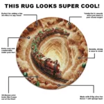 Brown Red 3d Train Illusion Rug Perfect For Christmas Decor 1