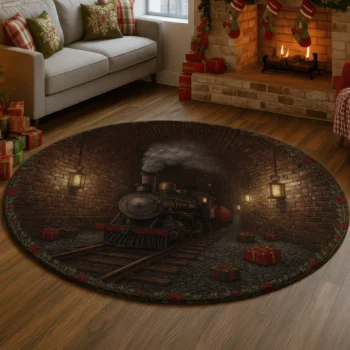 Brown Red 3d Train Illusion Rug Unique Home Decor For Any Room 1