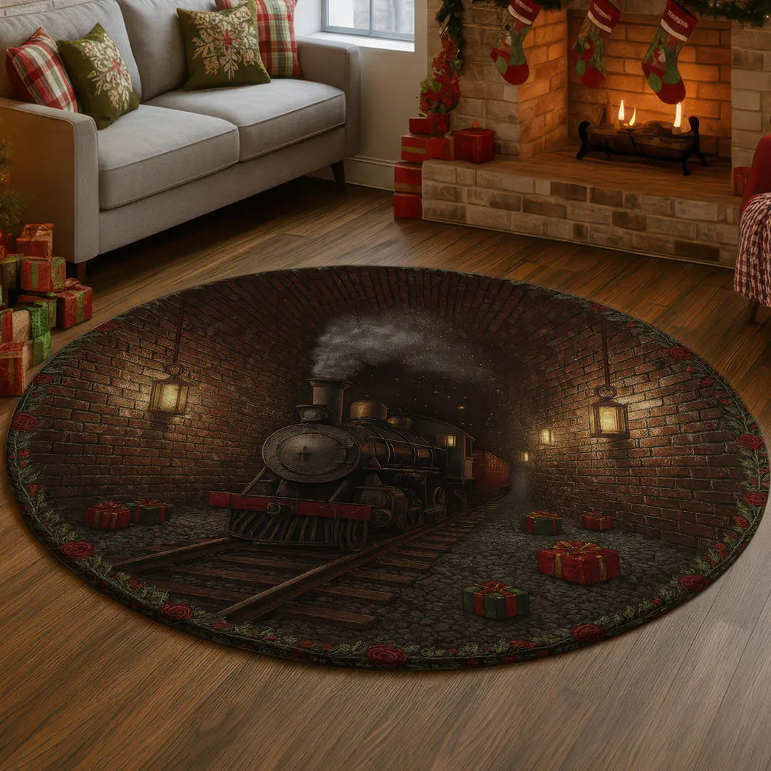 Brown Red 3d Train Illusion Rug Unique Home Decor For Any Room 1 Brown Red 3d Train Illusion Rug Unique Home Decor For Any Room 1